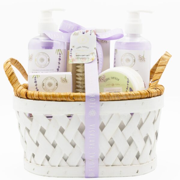 Cesta Mimbre de Iris y Lirios